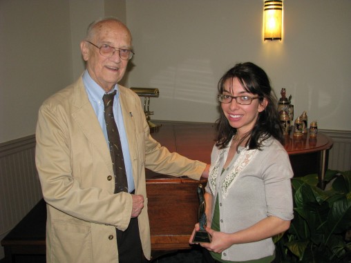 Dick Hill with essay winner Andrea Gammon