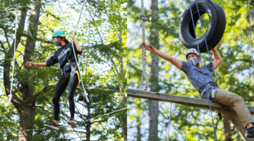 Honors students enjoying the ropes course at UMaine.