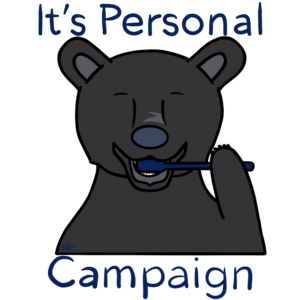 Black bear brushing his teeth