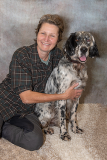 Cristina Arrigoni Martelli and her dog, Frank